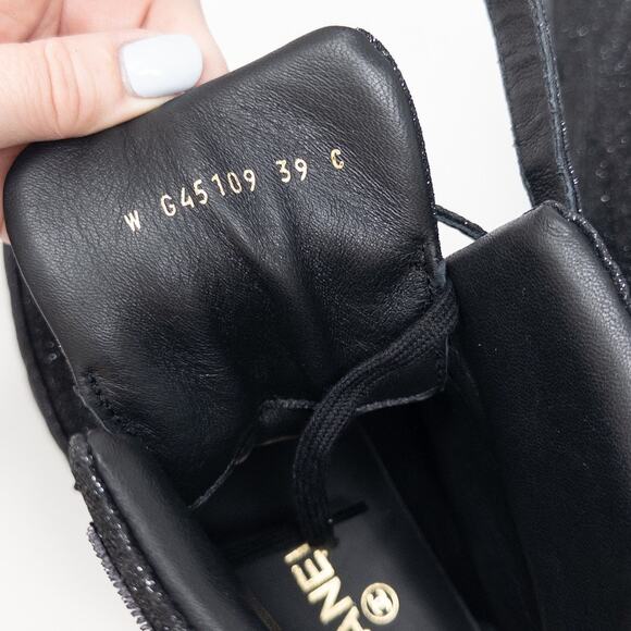 Chanel Glitter High Top Sneakers Black Size 39C EU - Picture 6 of 9